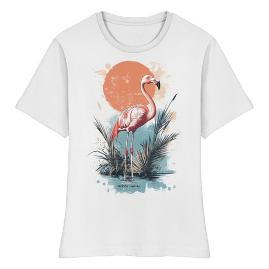 Flamingo Watercolor Style - Fitted Ladies Organic Shirt