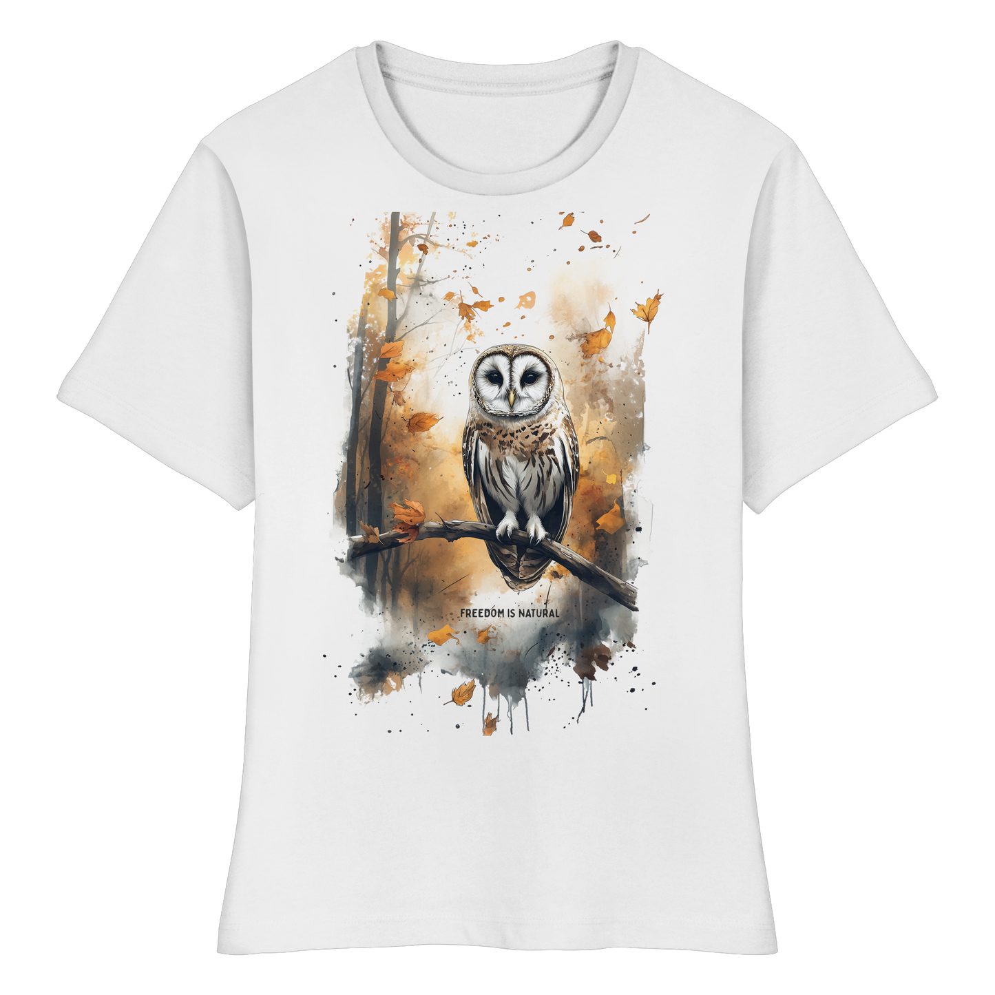 Eule Watercolor Style - Fitted Ladies Organic Shirt