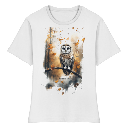 Eule Watercolor Style - Fitted Ladies Organic Shirt