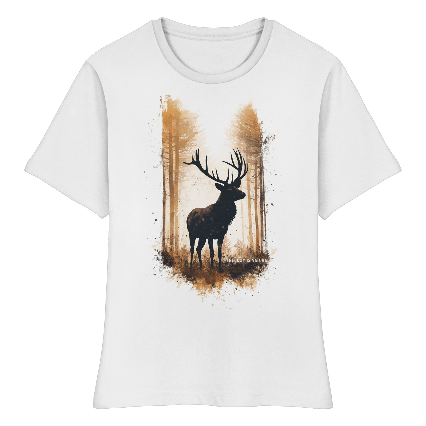 Hirsch Watercolor Style - Fitted Ladies Organic Shirt
