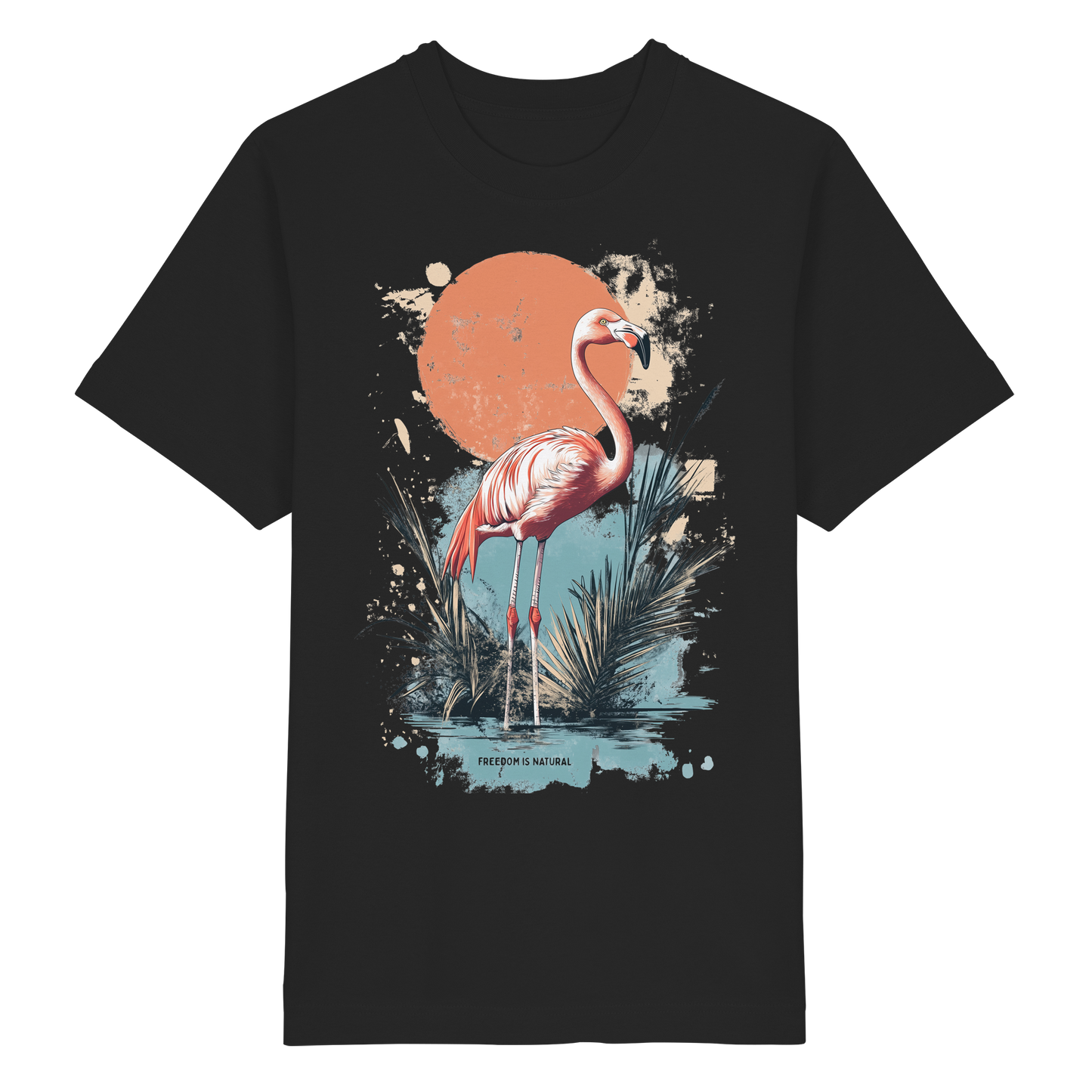Flamingo Watercolor Style - Heavy Oversized Organic Shirt
