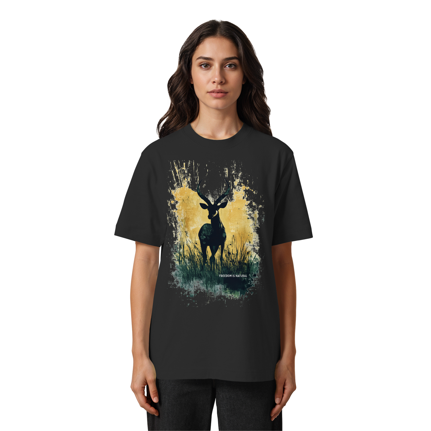 Antilope Watercolor Style - Heavy Oversized Organic Shirt