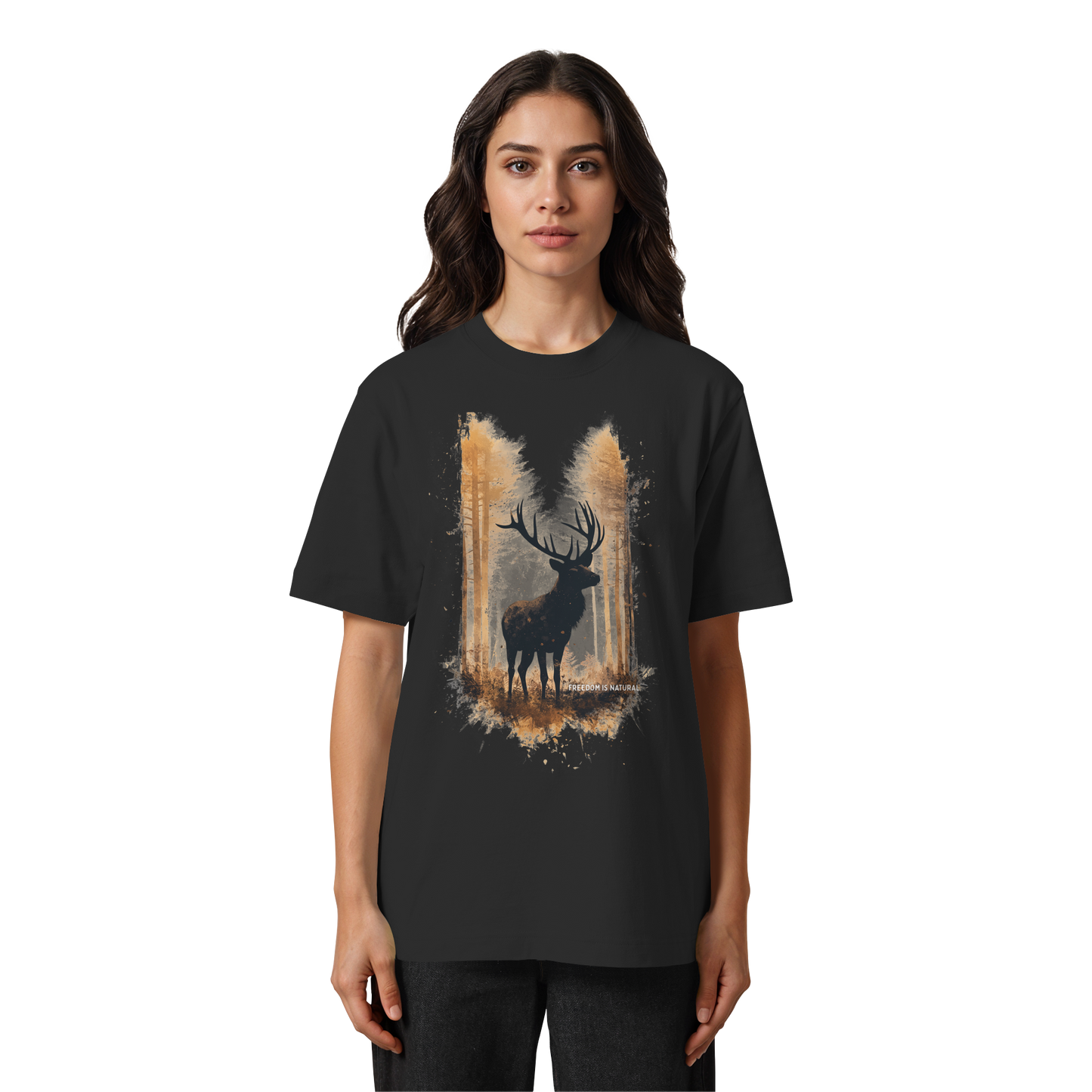 Hirsch Watercolor Style - Heavy Oversized Organic Shirt
