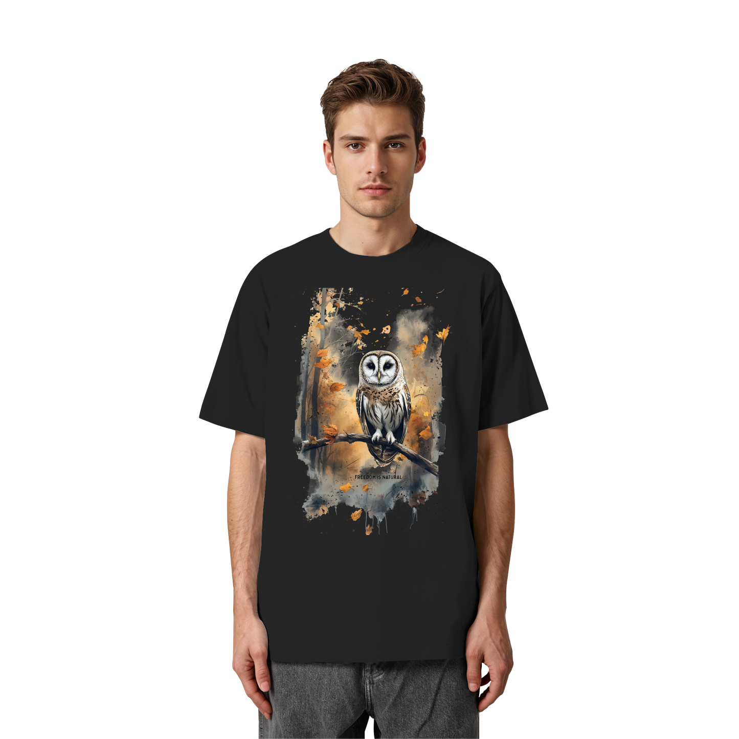 Eule Watercolor Style - Heavy Oversized Organic Shirt