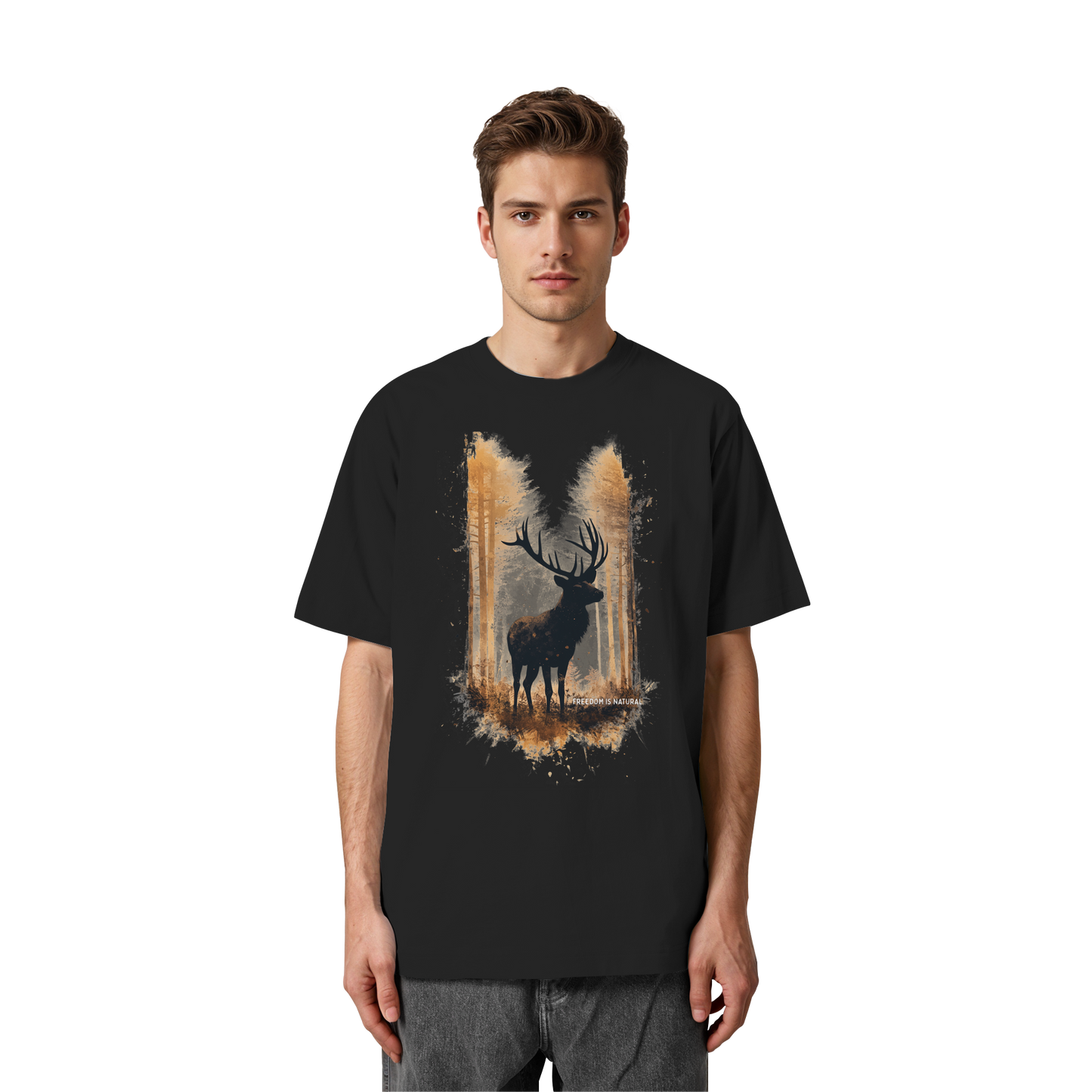 Hirsch Watercolor Style - Heavy Oversized Organic Shirt
