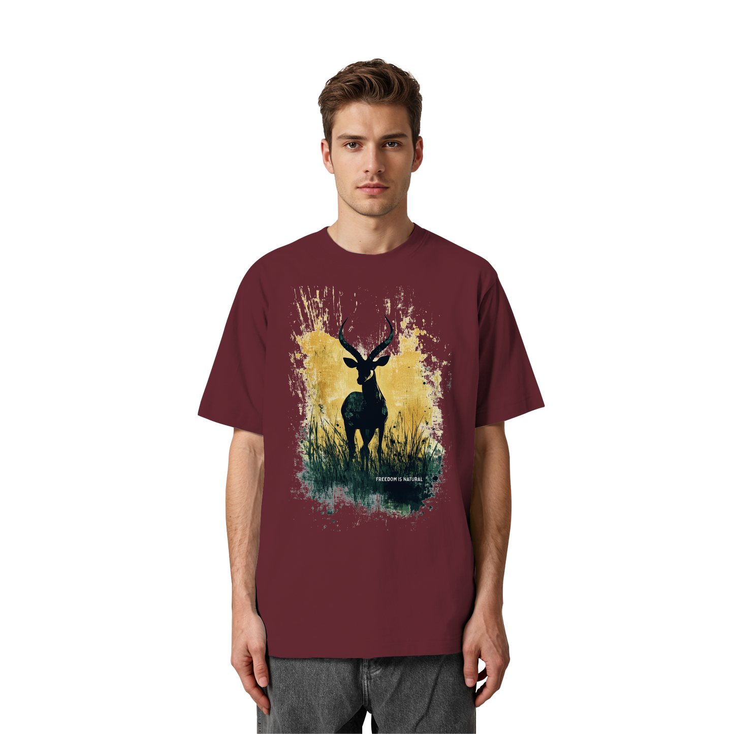 Antilope Watercolor Style - Heavy Oversized Organic Shirt