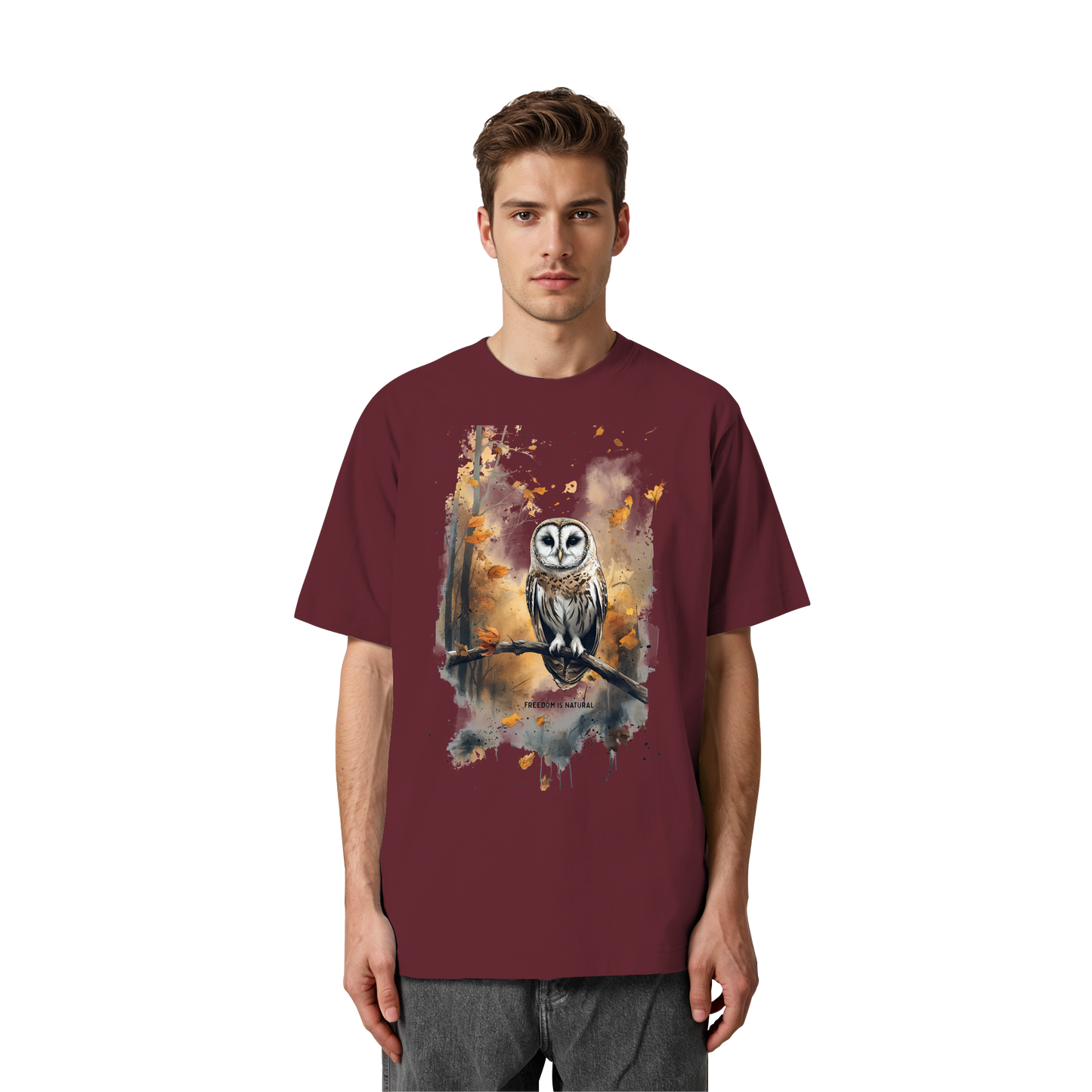 Eule Watercolor Style - Heavy Oversized Organic Shirt