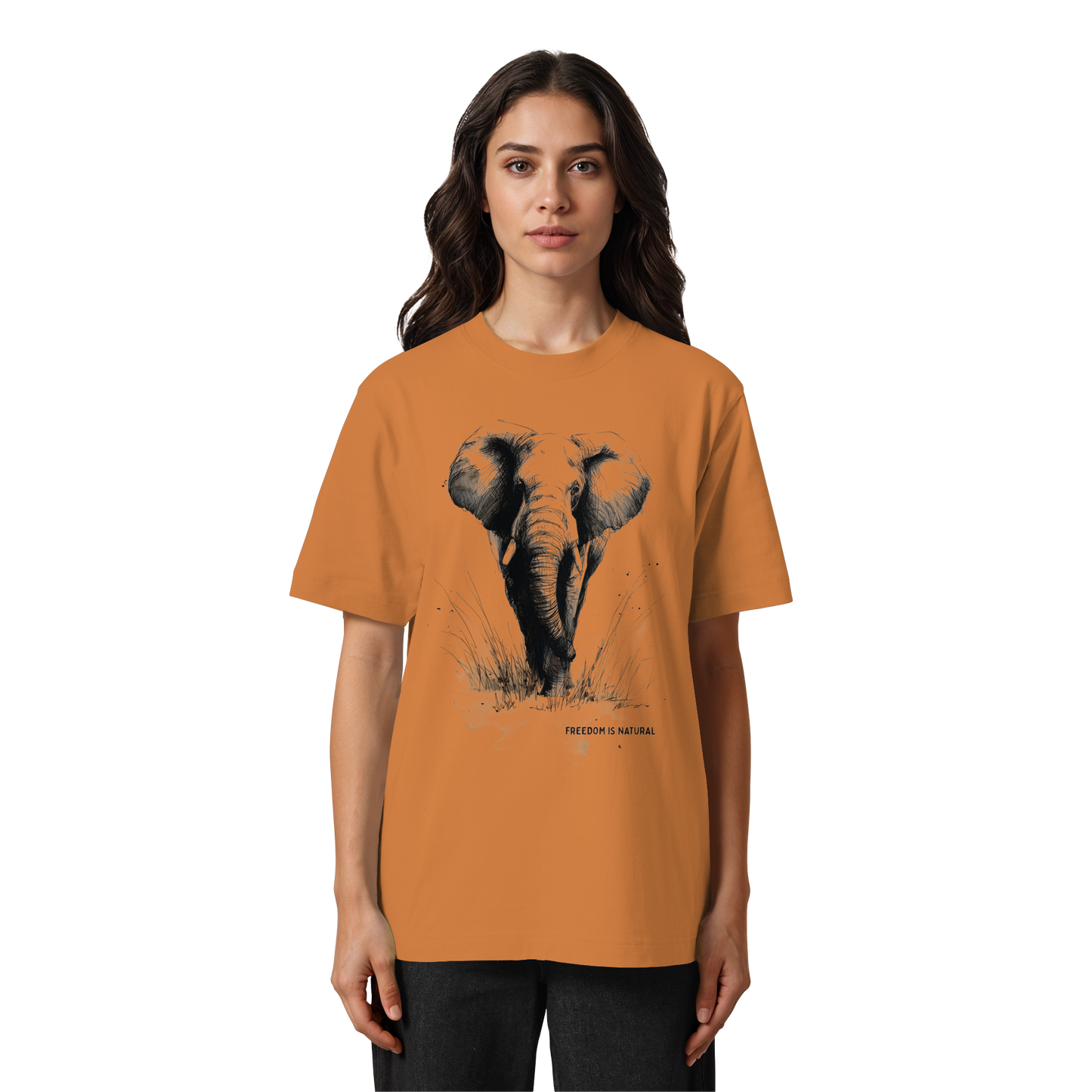 Elefant Sketch Art Style - Heavy Oversized Organic Shirt