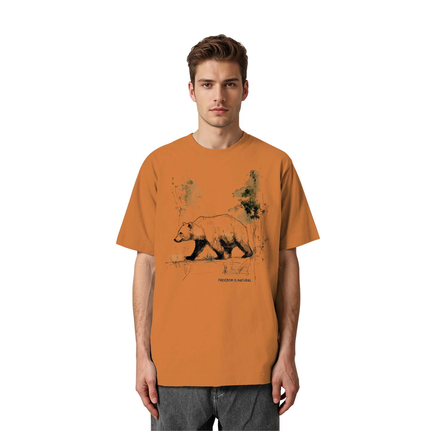 Bär Sketch Art Style - Heavy Oversized Organic Shirt