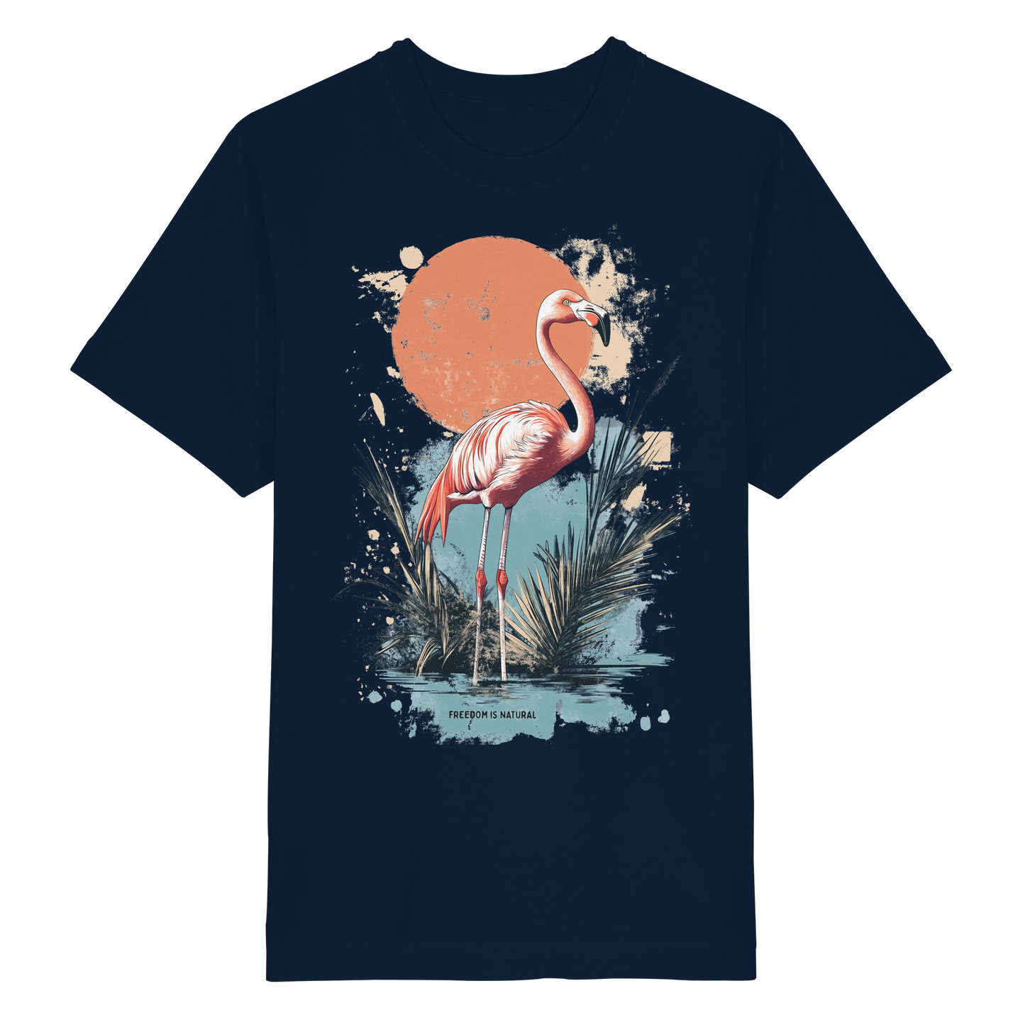 Flamingo Watercolor Style - Heavy Oversized Organic Shirt
