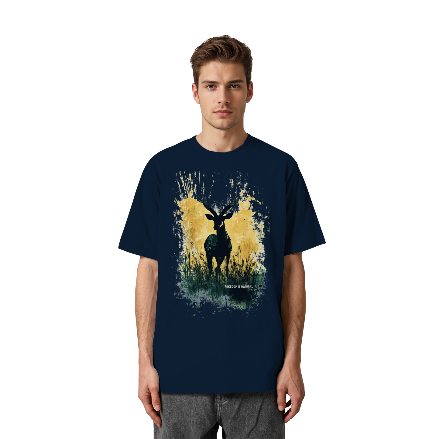 Antilope Watercolor Style - Heavy Oversized Organic Shirt