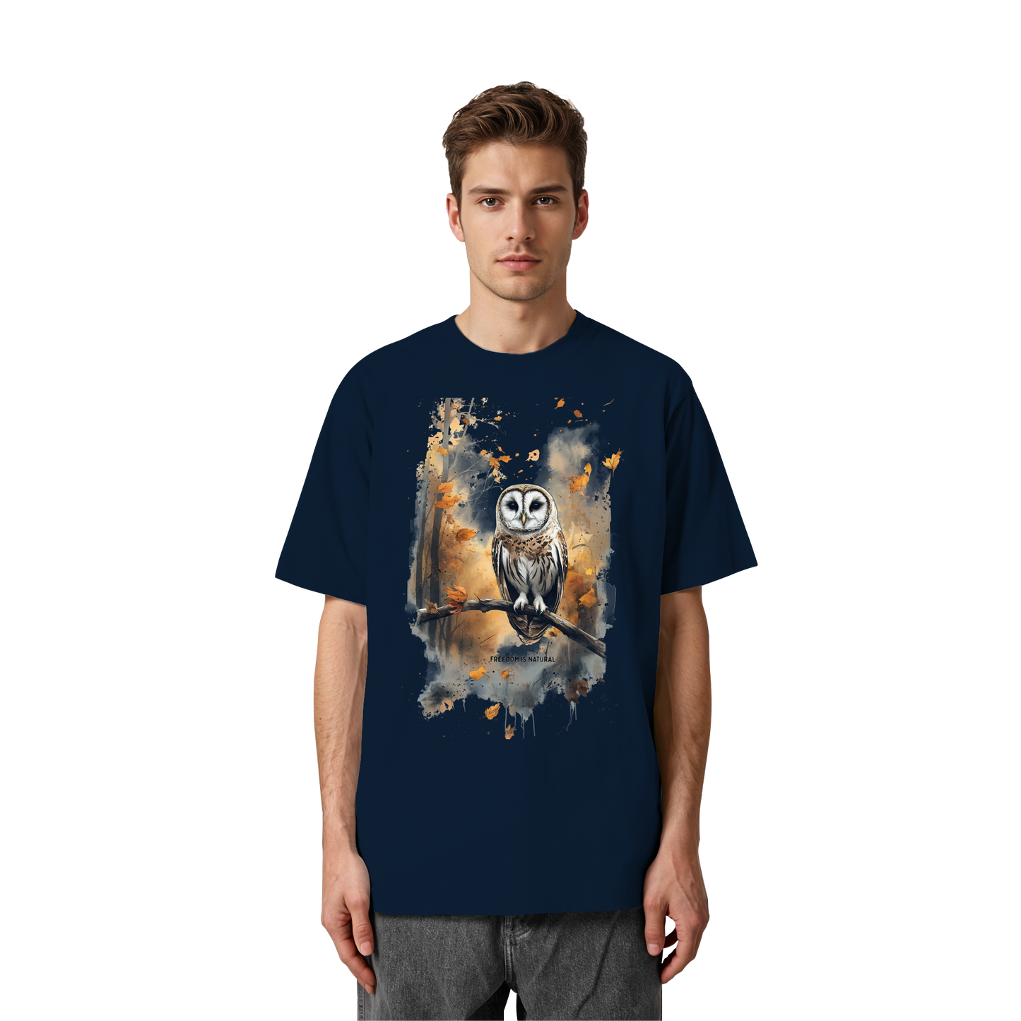Eule Watercolor Style - Heavy Oversized Organic Shirt