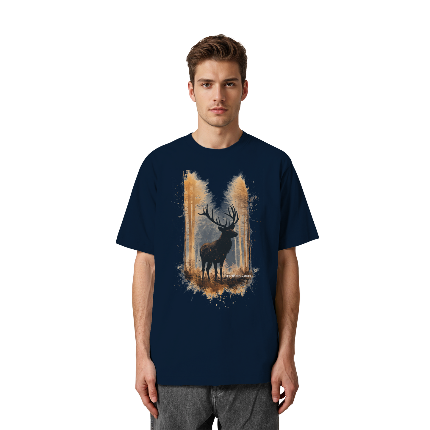 Hirsch Watercolor Style - Heavy Oversized Organic Shirt