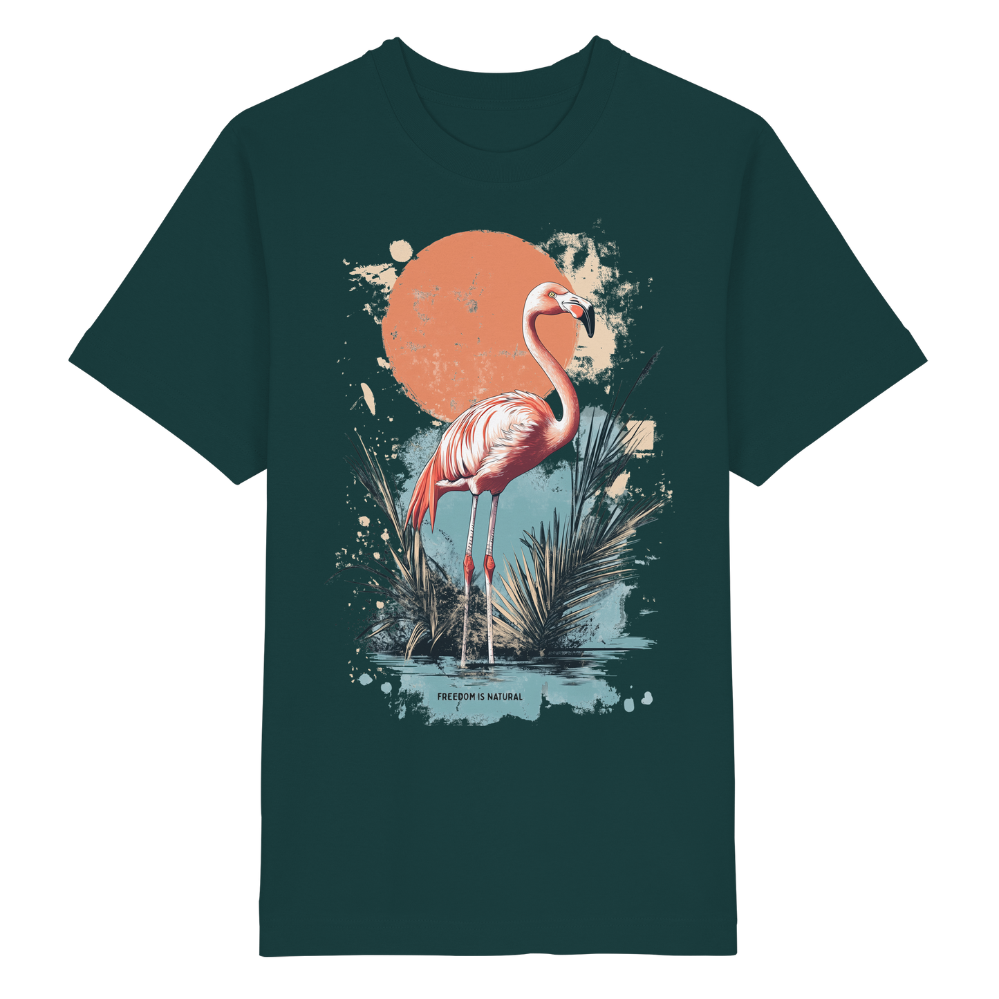 Flamingo Watercolor Style - Heavy Oversized Organic Shirt