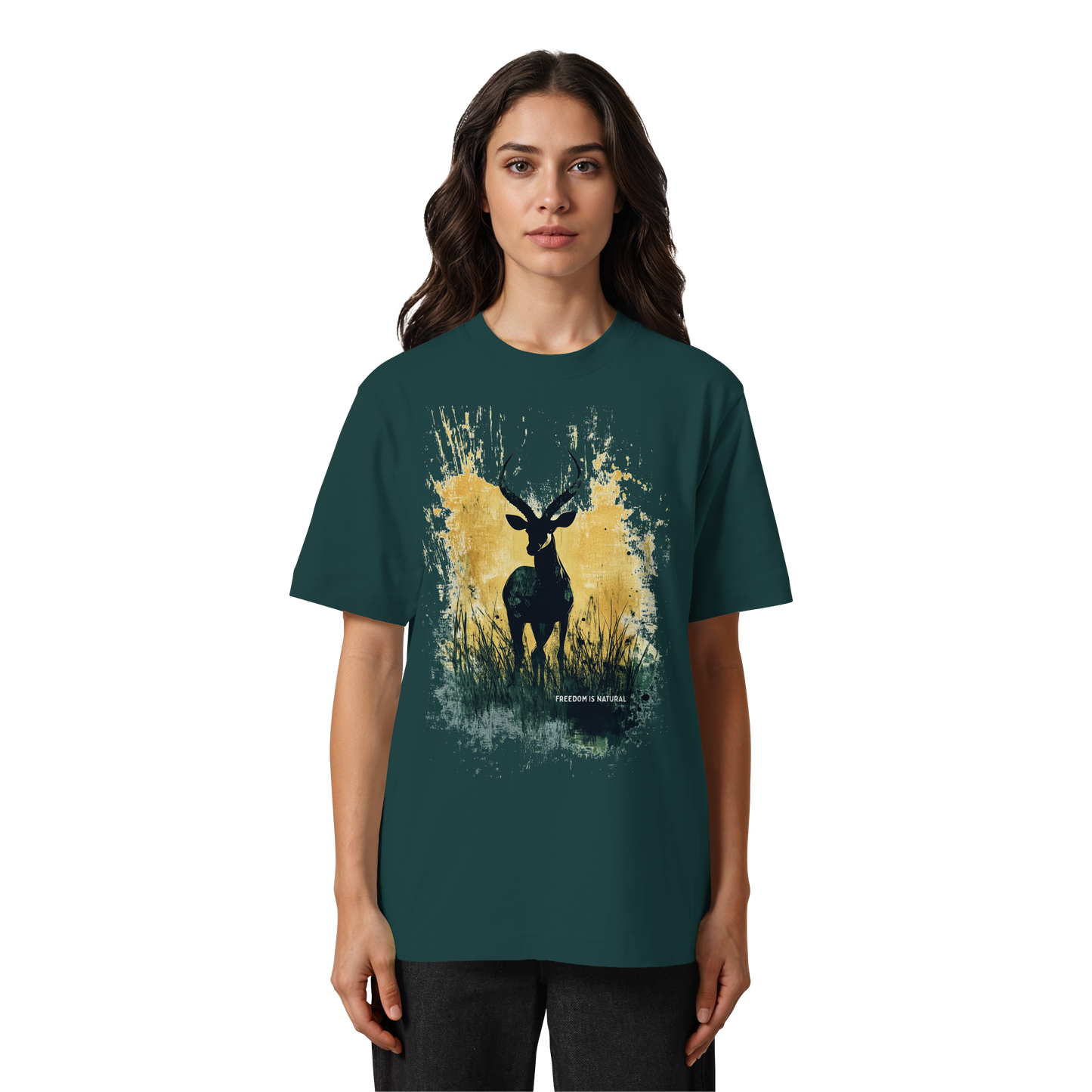 Antilope Watercolor Style - Heavy Oversized Organic Shirt