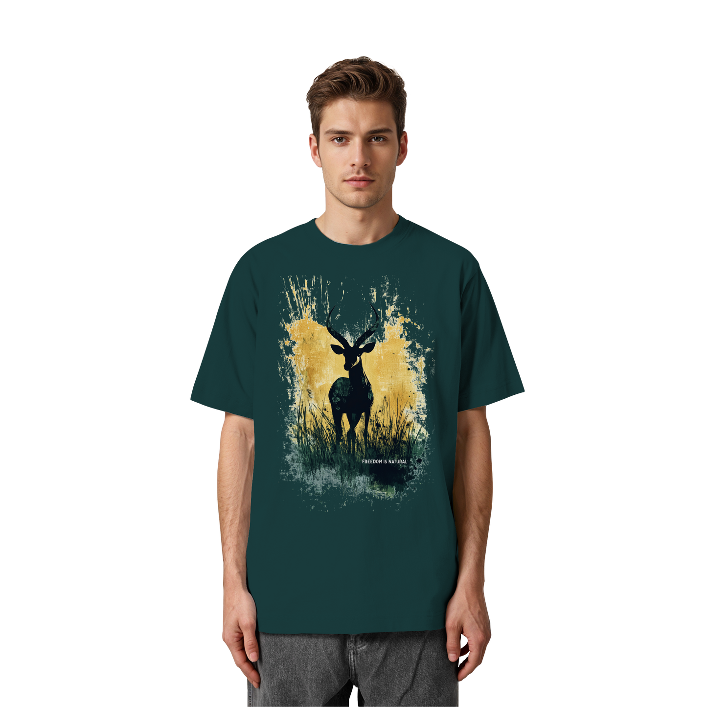 Antilope Watercolor Style - Heavy Oversized Organic Shirt