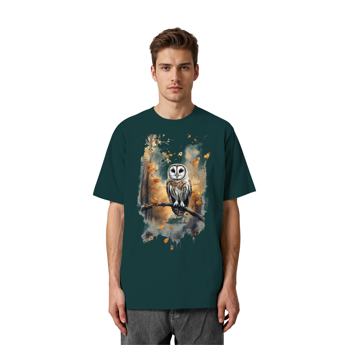 Eule Watercolor Style - Heavy Oversized Organic Shirt