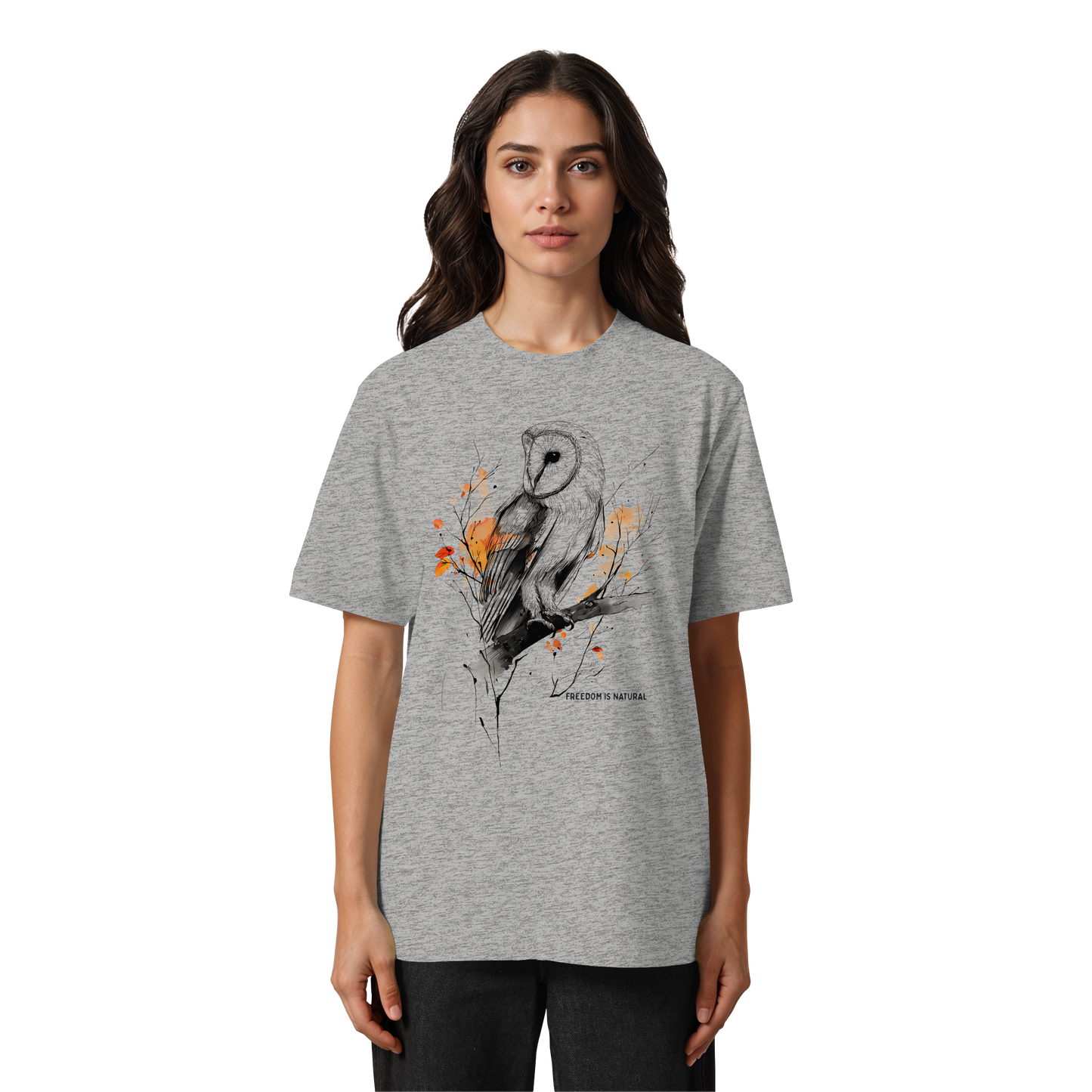Eule Sketch Art Style - Heavy Oversized Organic Shirt