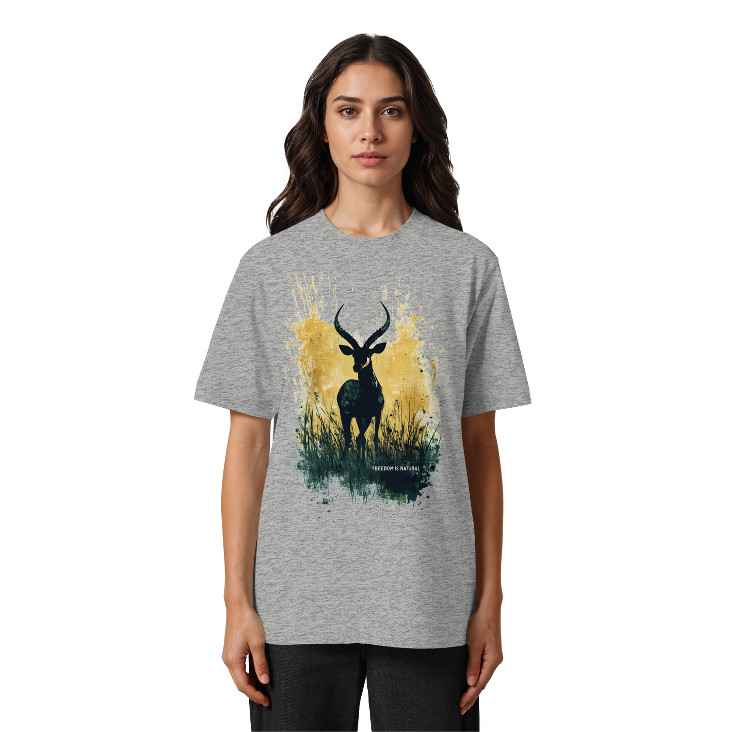 Antilope Watercolor Style - Heavy Oversized Organic Shirt