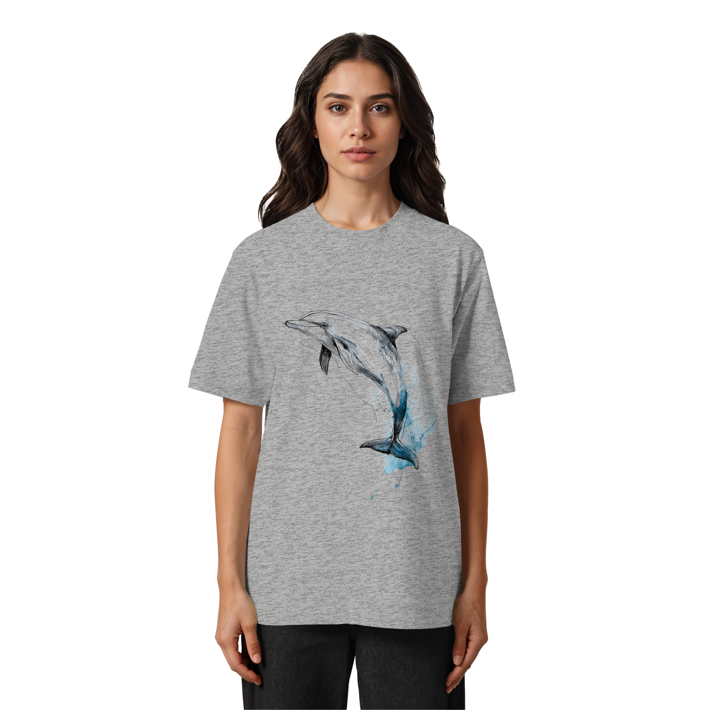 Delphin Watercolor Style - Heavy Oversized Organic Shirt