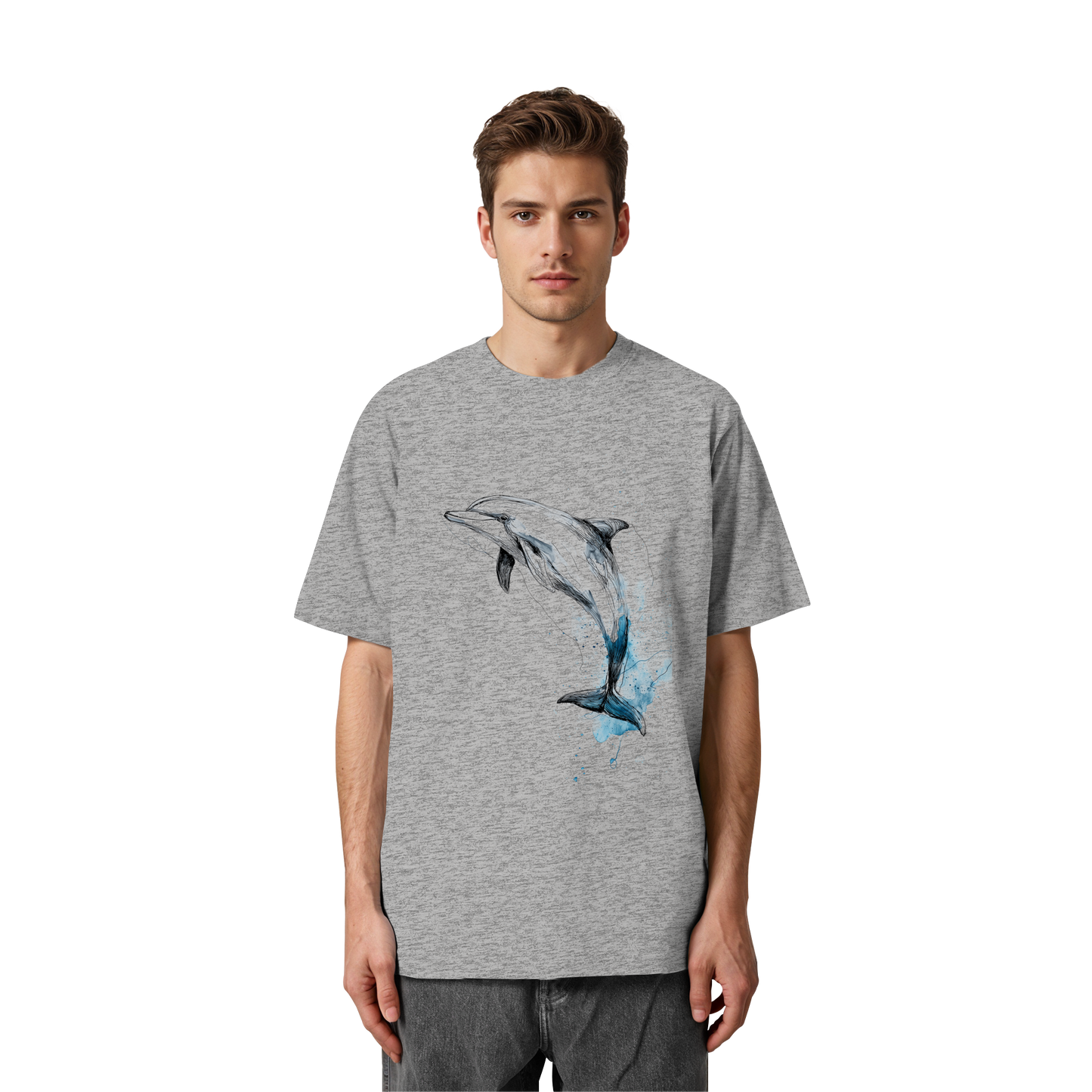 Delphin Watercolor Style - Heavy Oversized Organic Shirt