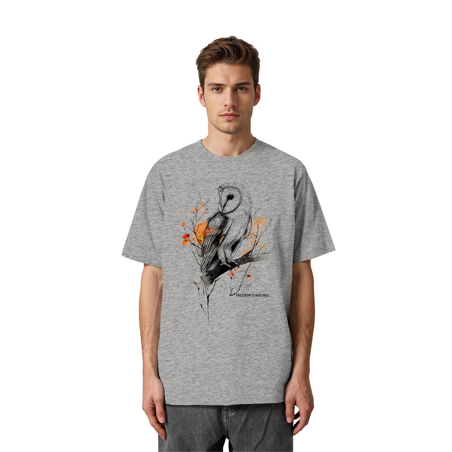Eule Sketch Art Style - Heavy Oversized Organic Shirt