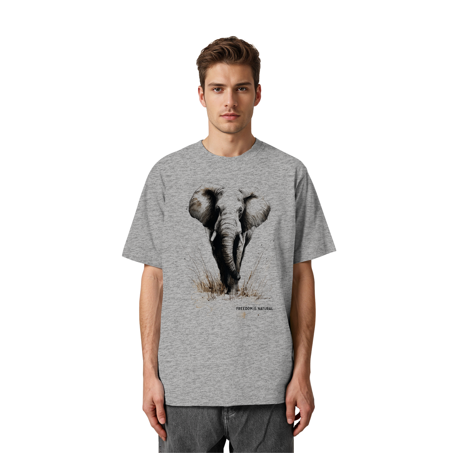 Elefant Sketch Art Style - Heavy Oversized Organic Shirt