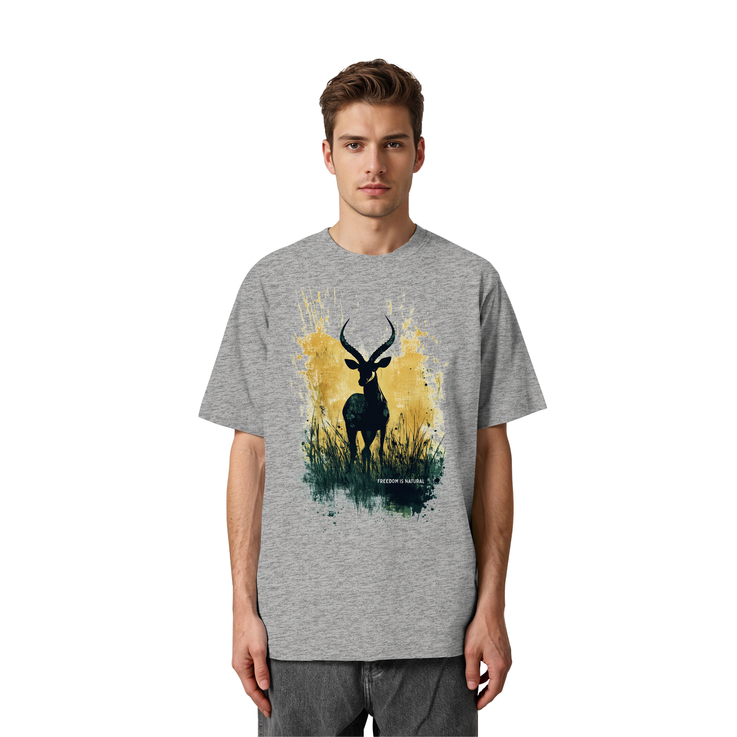 Antilope Watercolor Style - Heavy Oversized Organic Shirt