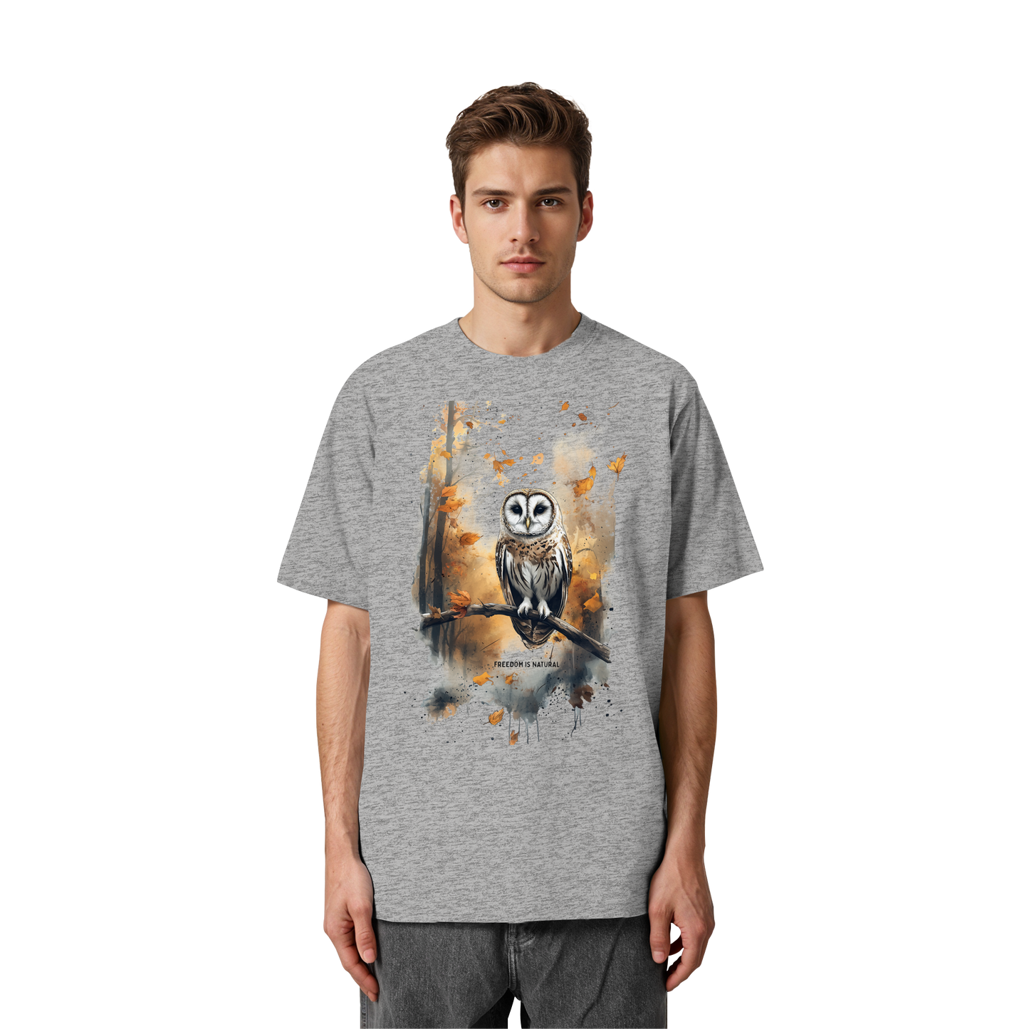 Eule Watercolor Style - Heavy Oversized Organic Shirt
