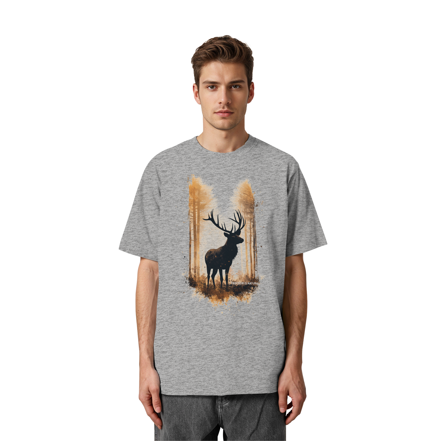 Hirsch Watercolor Style - Heavy Oversized Organic Shirt