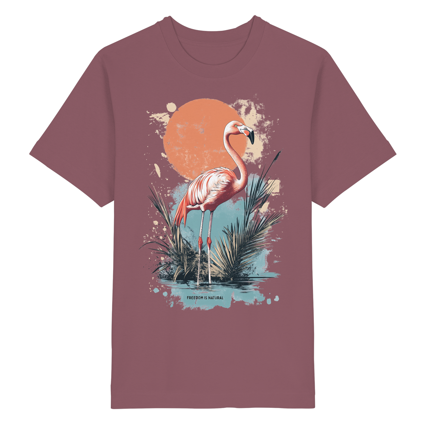 Flamingo Watercolor Style - Heavy Oversized Organic Shirt