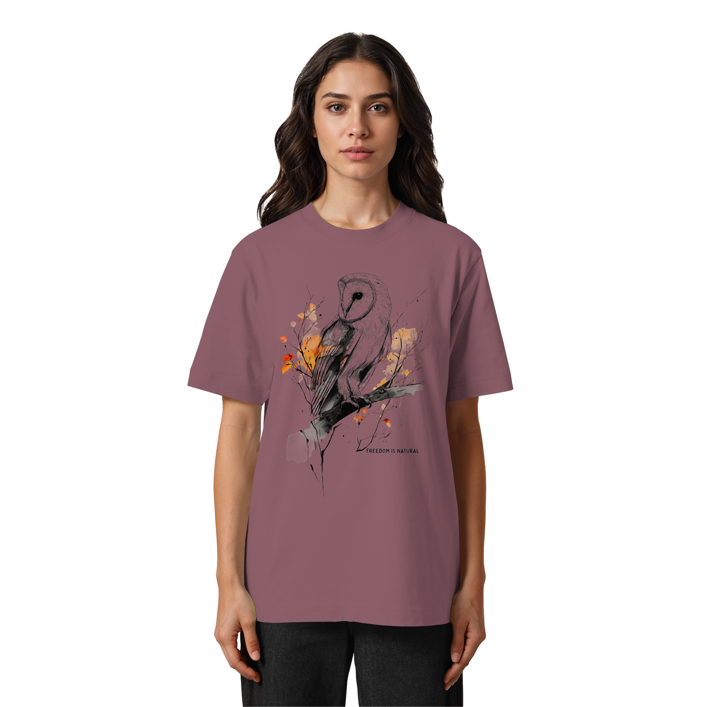 Eule Sketch Art Style - Heavy Oversized Organic Shirt