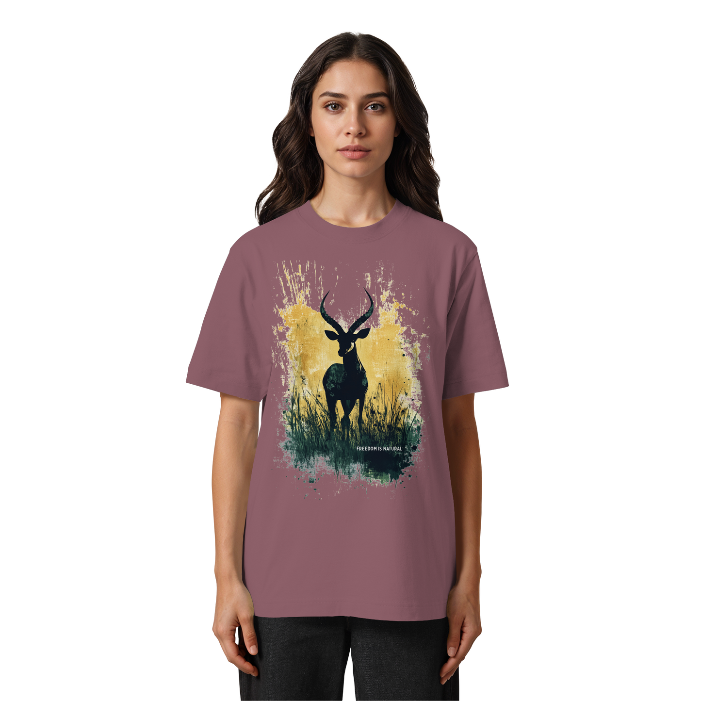 Antilope Watercolor Style - Heavy Oversized Organic Shirt