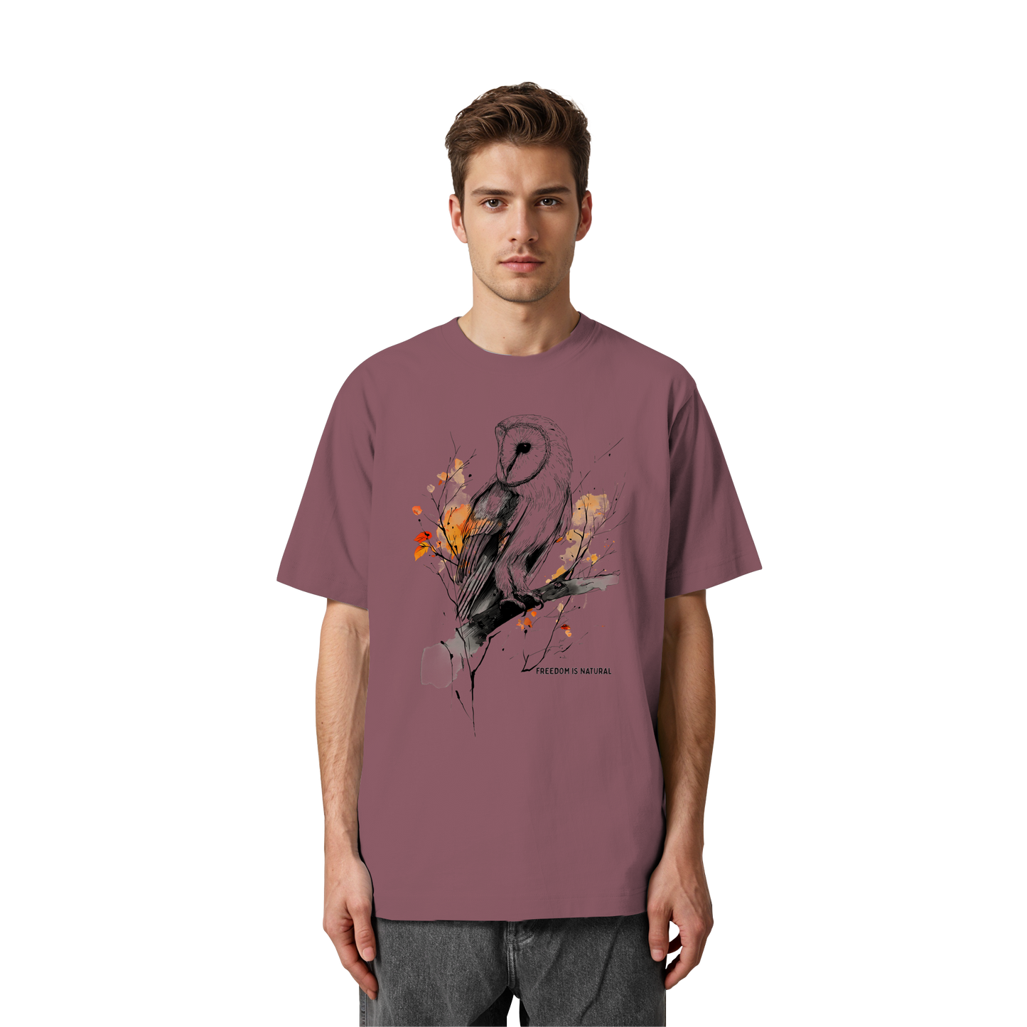Eule Sketch Art Style - Heavy Oversized Organic Shirt