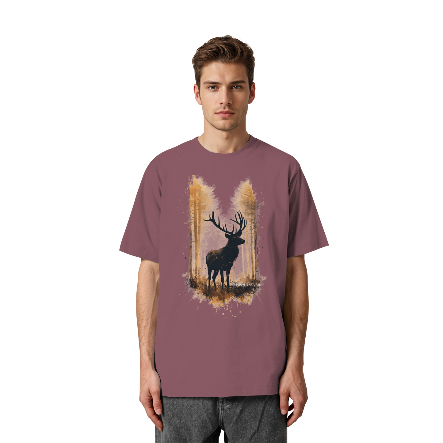 Hirsch Watercolor Style - Heavy Oversized Organic Shirt