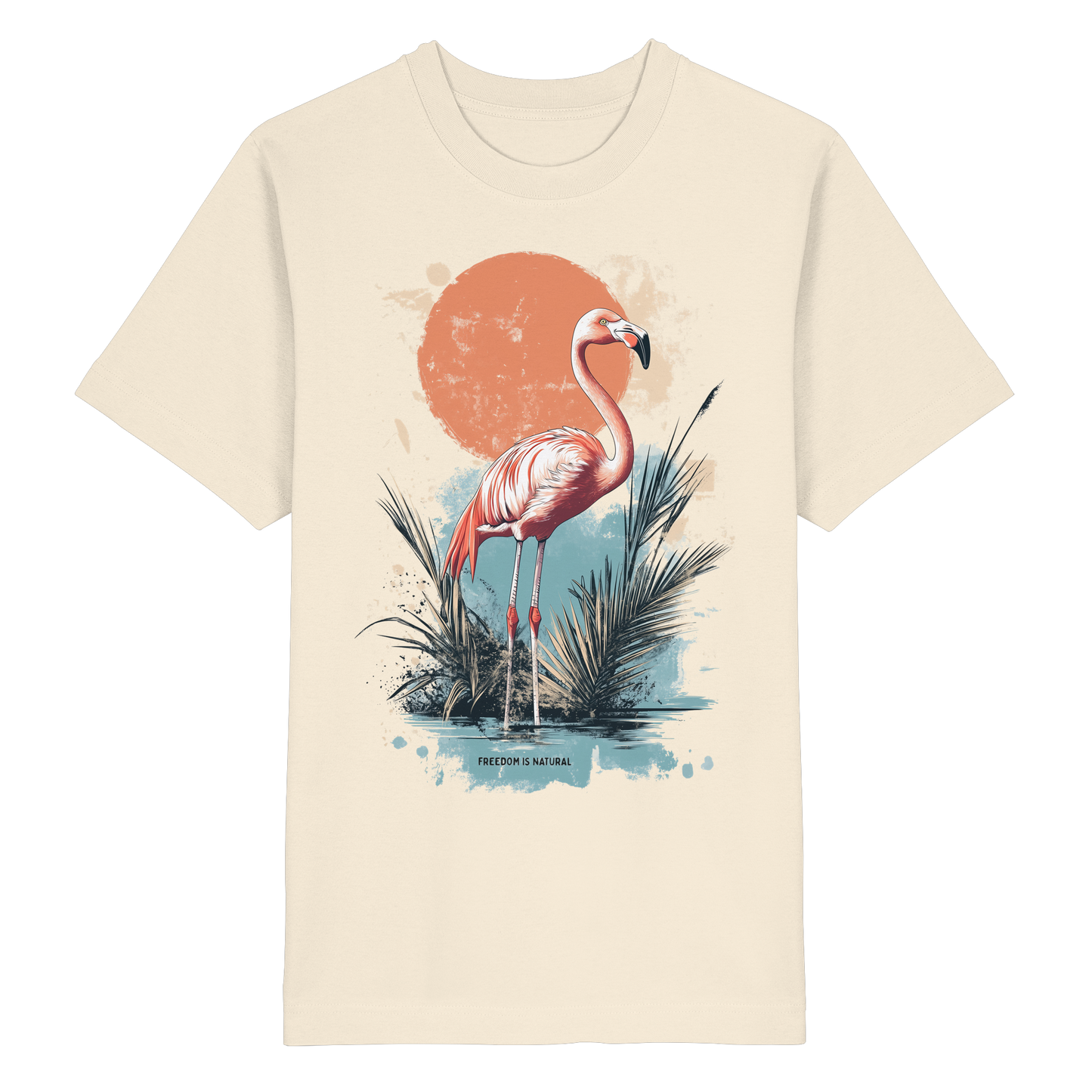 Flamingo Watercolor Style - Heavy Oversized Organic Shirt