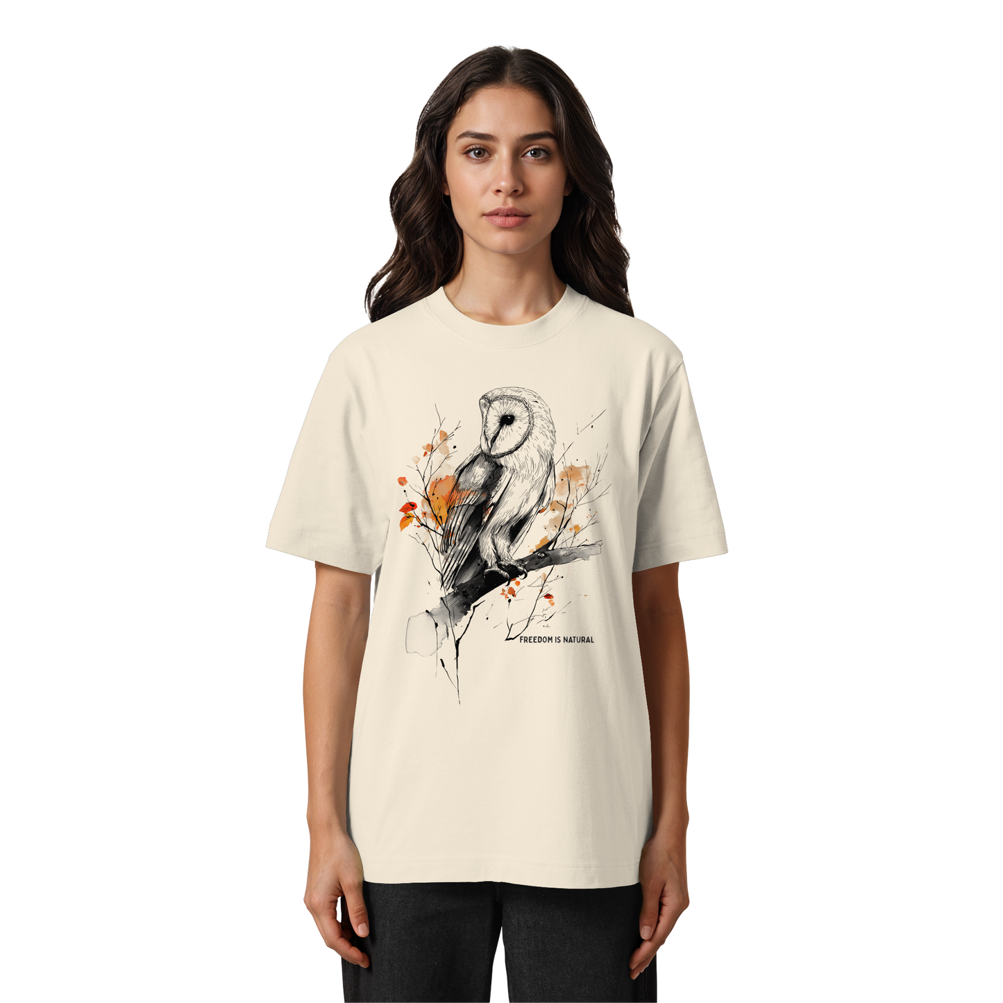 Eule Sketch Art Style - Heavy Oversized Organic Shirt
