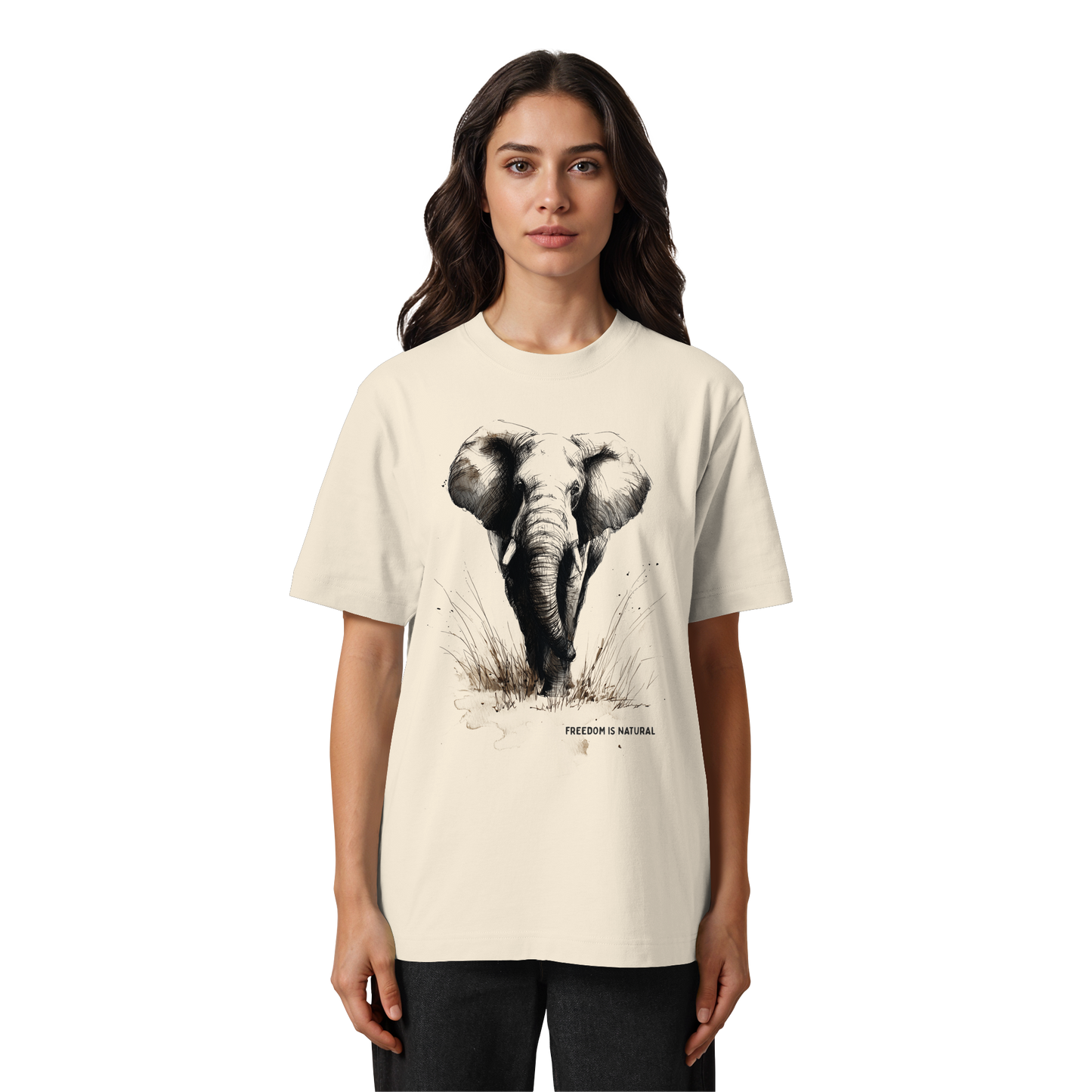 Elefant Sketch Art Style - Heavy Oversized Organic Shirt