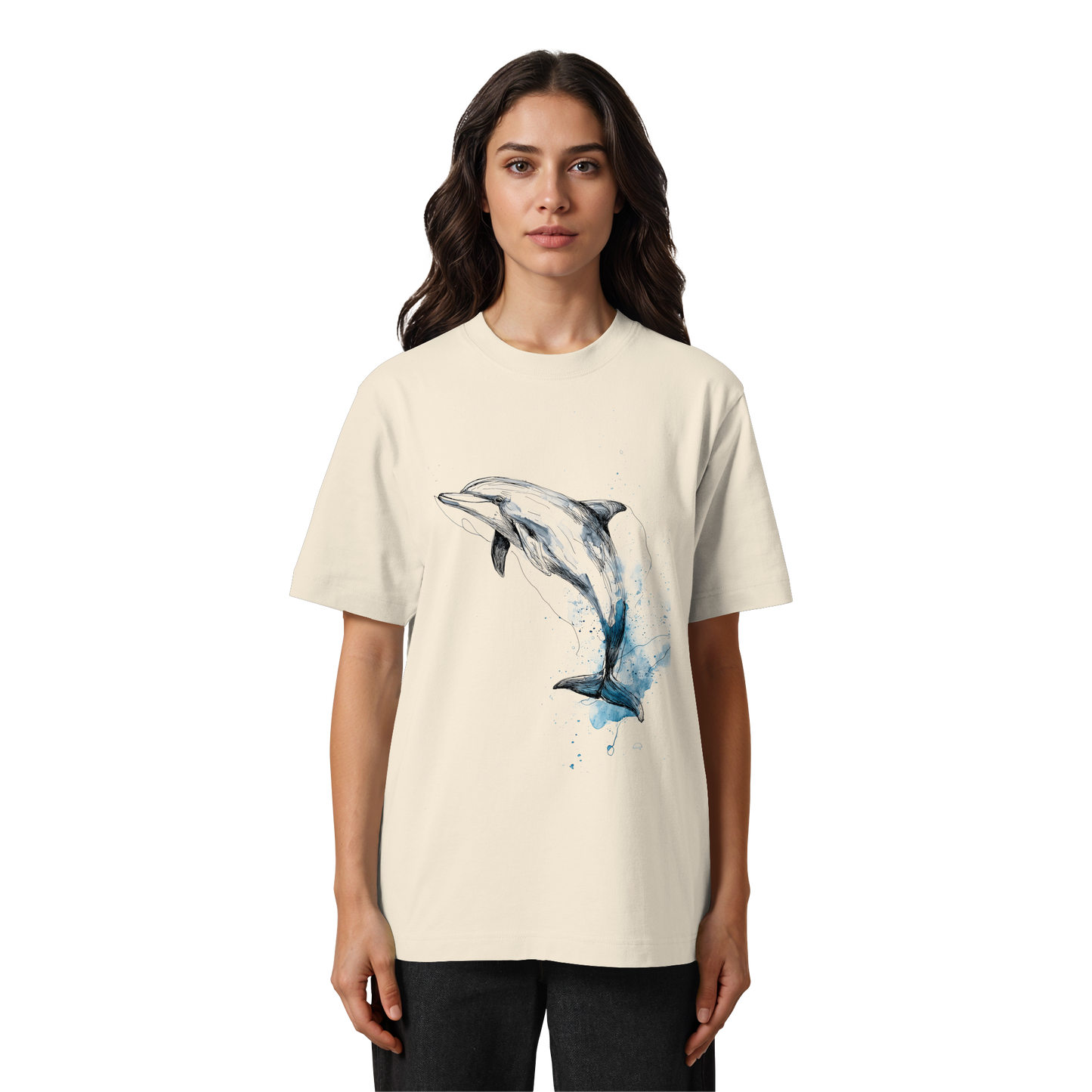 Delphin Watercolor Style - Heavy Oversized Organic Shirt