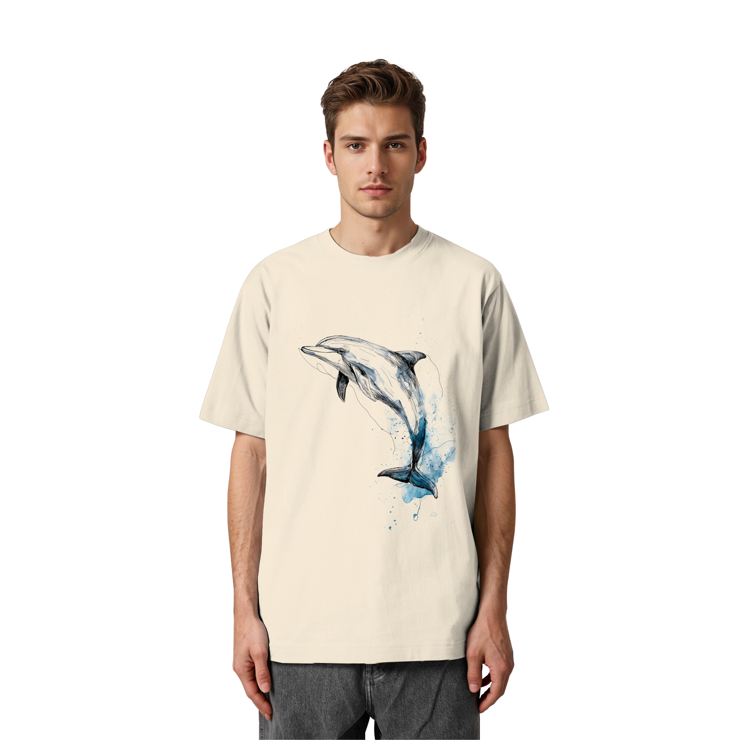 Delphin Watercolor Style - Heavy Oversized Organic Shirt