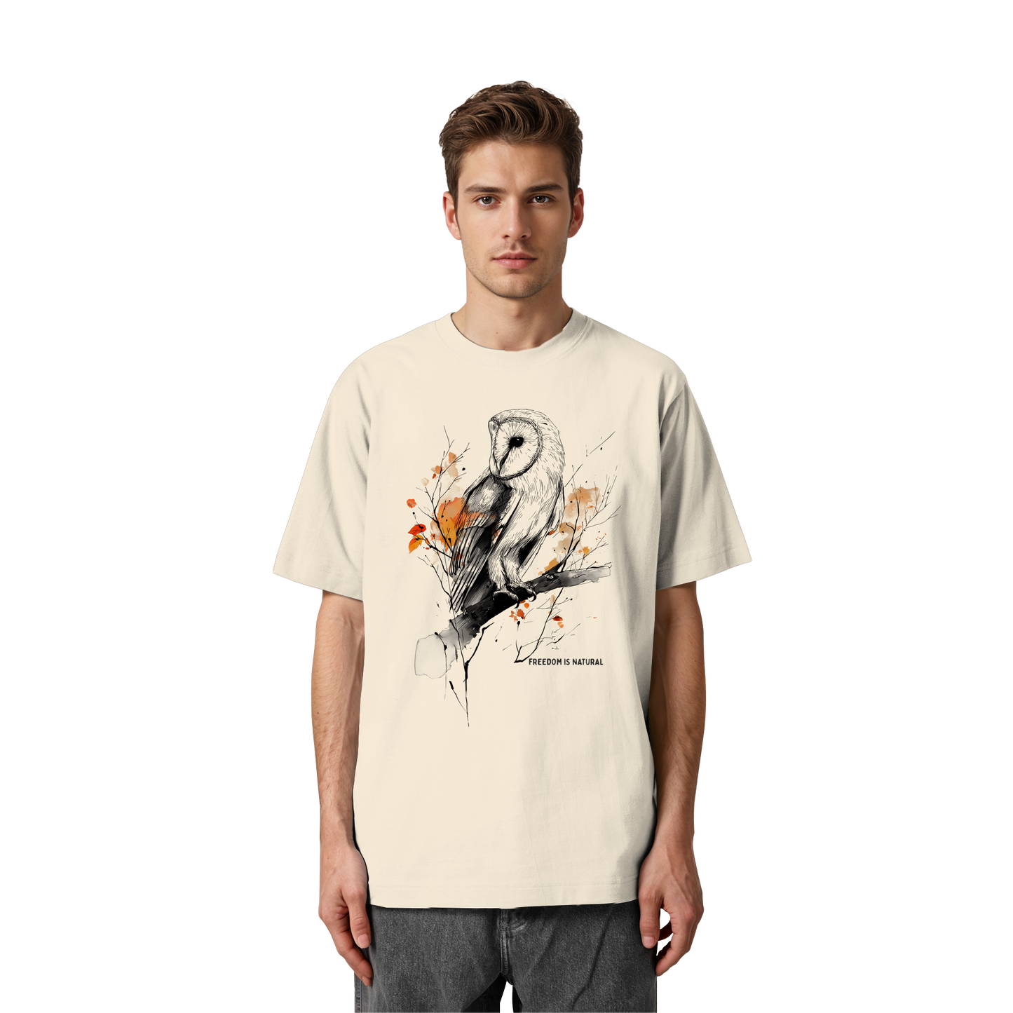 Eule Sketch Art Style - Heavy Oversized Organic Shirt
