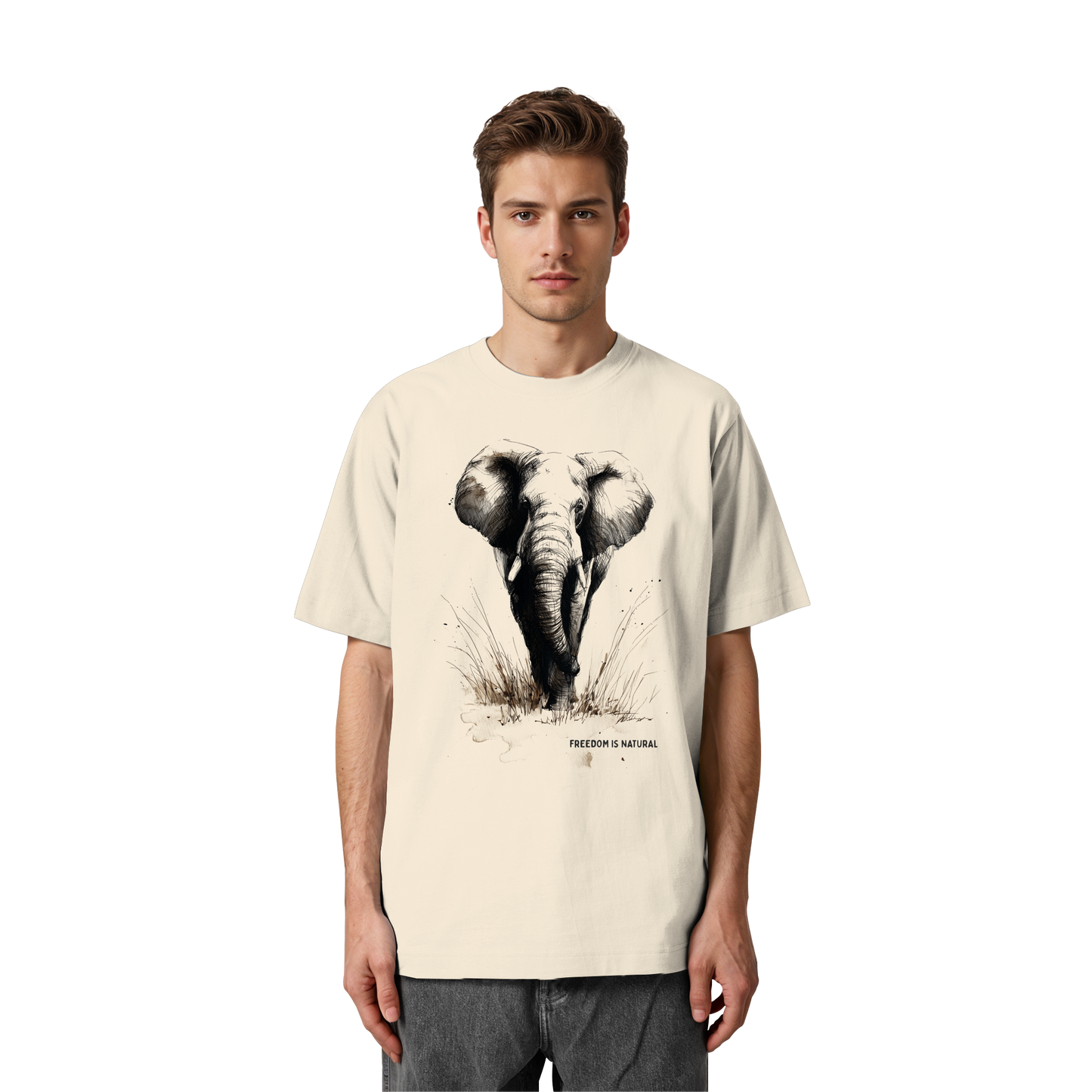 Elefant Sketch Art Style - Heavy Oversized Organic Shirt