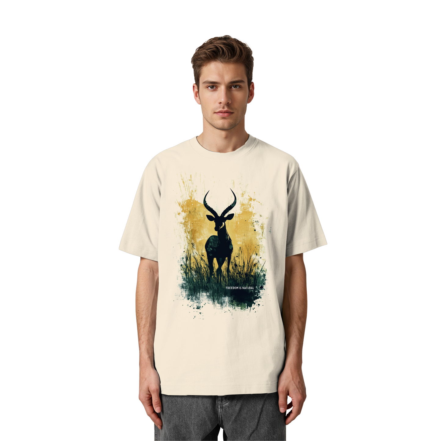 Antilope Watercolor Style - Heavy Oversized Organic Shirt