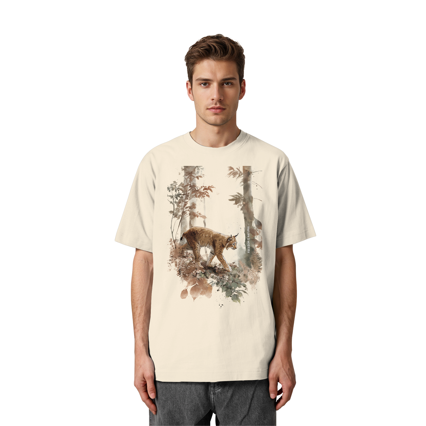 Luchs Watercolor Style - Heavy Oversized Organic Shirt