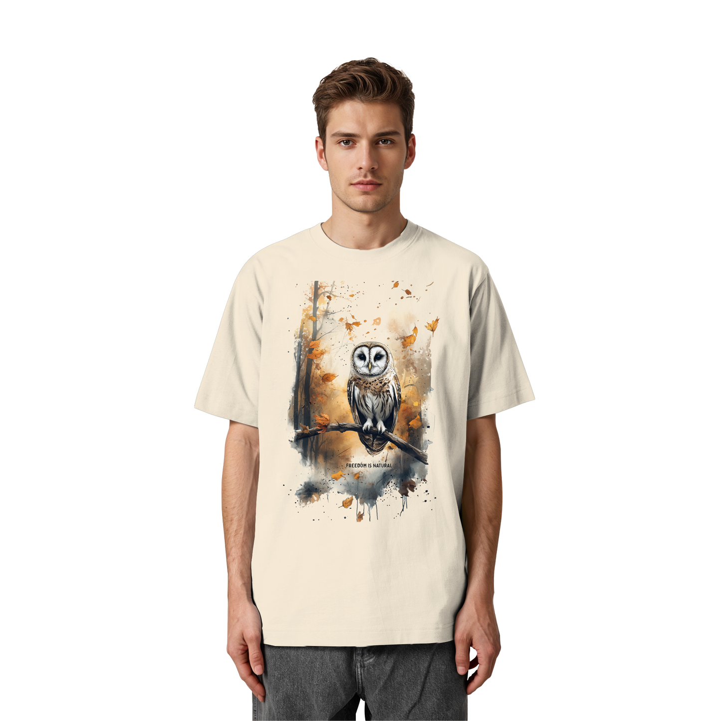 Eule Watercolor Style - Heavy Oversized Organic Shirt