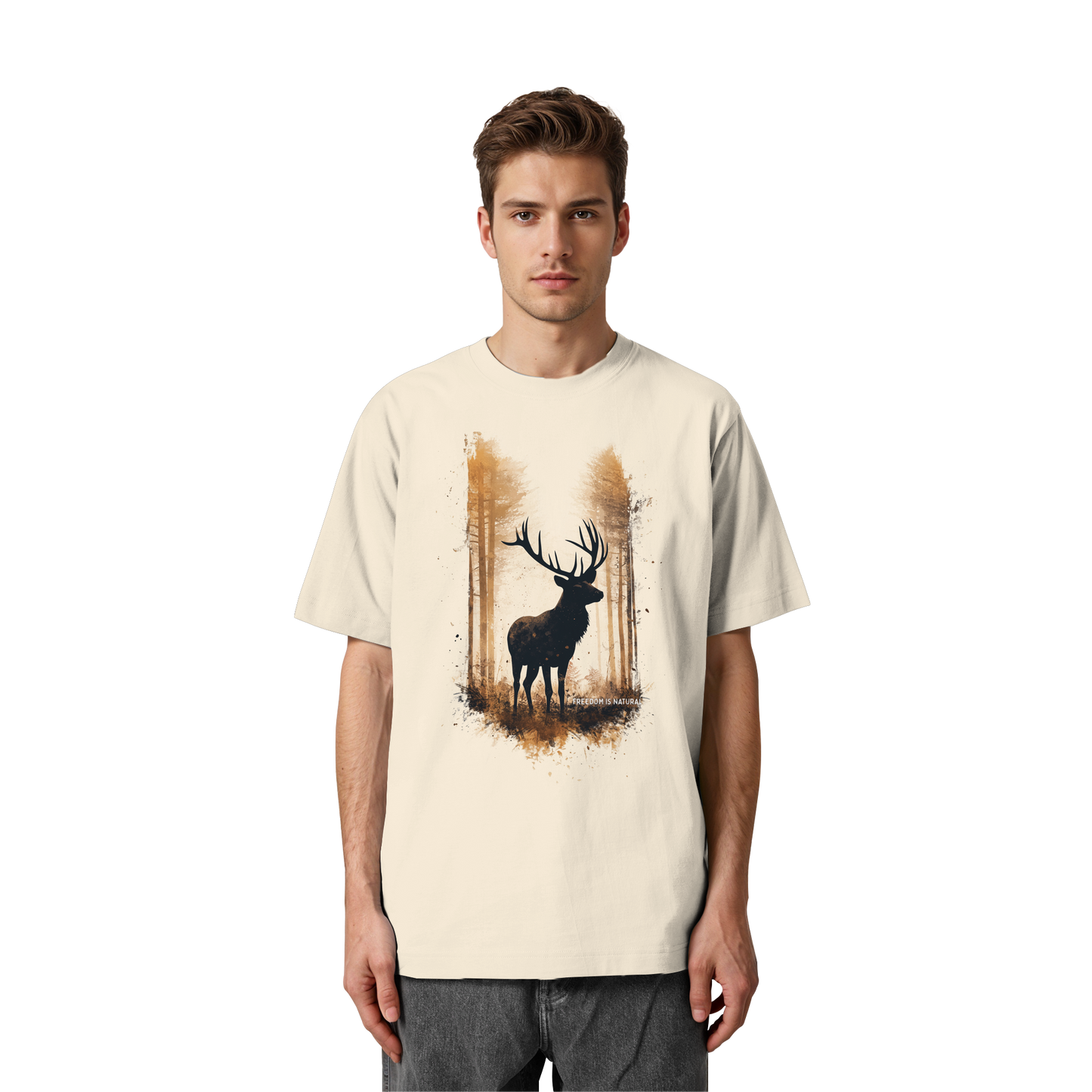 Hirsch Watercolor Style - Heavy Oversized Organic Shirt