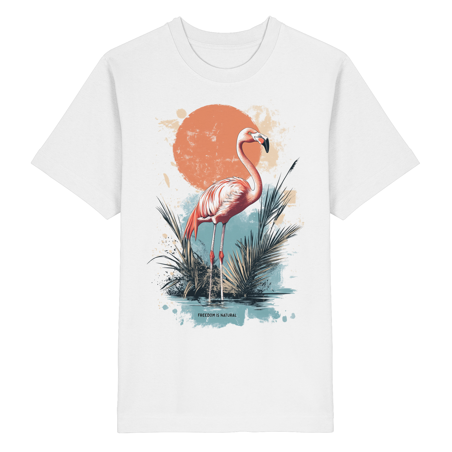 Flamingo Watercolor Style - Heavy Oversized Organic Shirt