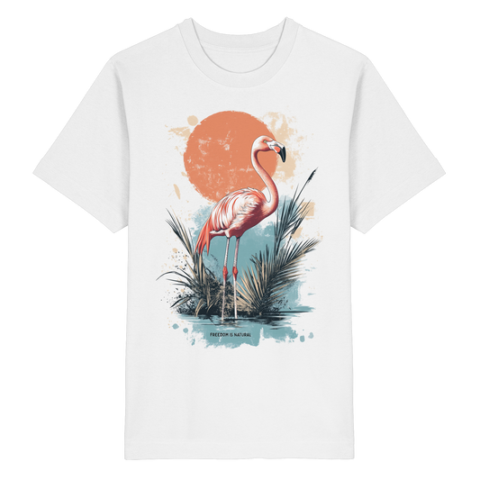 Flamingo Watercolor Style - Heavy Oversized Organic Shirt