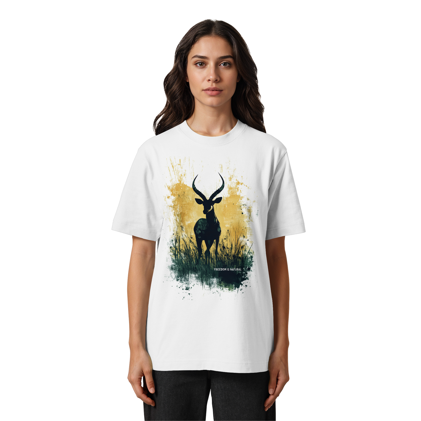 Antilope Watercolor Style - Heavy Oversized Organic Shirt