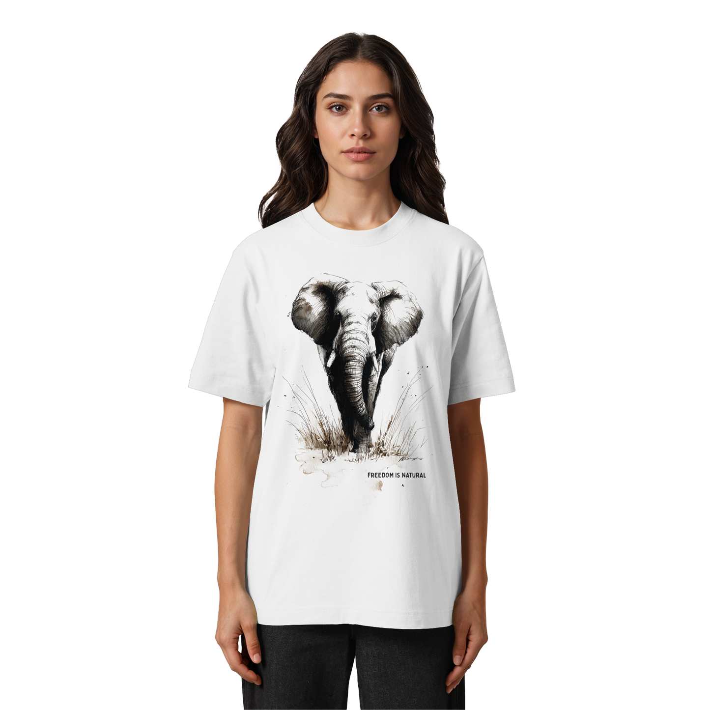 Elefant Sketch Art Style - Heavy Oversized Organic Shirt